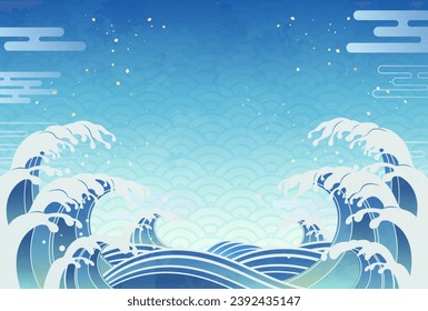 Japanese Clip Art of Raging Wave Splash