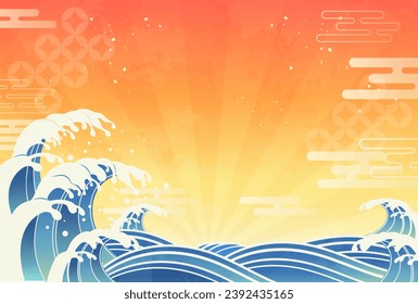 Japanese Clip Art of Raging Wave Splash