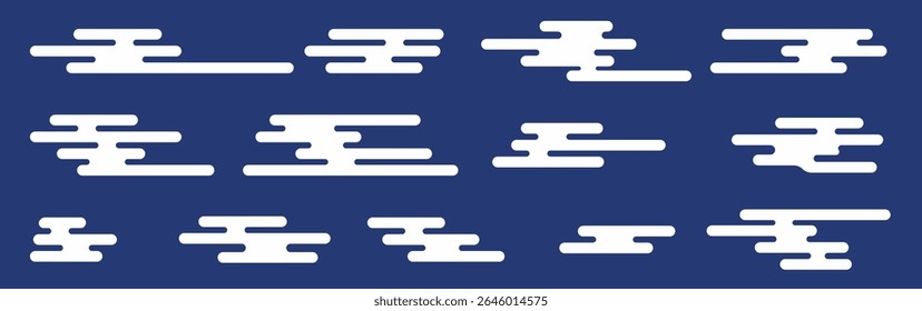 Japanese cloud motif. Asian clouds. Chinese and Japanese style. Traditional oriental. Chinese ornament background for designer prints. Blue.