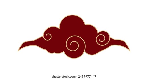 Japanese cloud set, asian traditional wavy curly ornament. China ornament, eastern decoration doodle, line. Clouds flow with the wind in the sky .