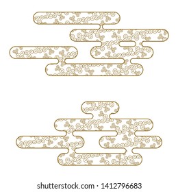 Japanese clouds. Chinese clouds. Design elements for creating patterns, postcards, fabrics and paper for crafts and scrapbooking. Flat vector cartoon illustration. Objects isolated on white background