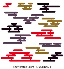 Japanese clouds. Chinese clouds. Design elements for creating patterns, postcards, fabrics and paper for crafts and scrapbooking. Flat vector cartoon illustration. Objects isolated on white background