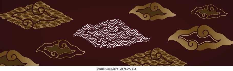 Japanese clouds pattren vector background 
