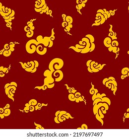 japanese clouds red and yellow design. Clouds T-Shirt design. Fashion vector illustration with clouds. Illustration for fabric, clother. - Vector.