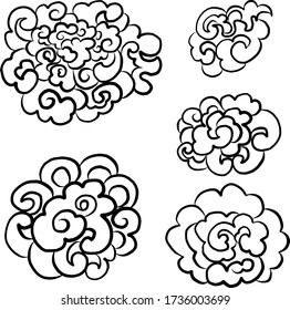 Japanese clouds vector illustration set for tattoo or background design.chinese clouds vector.
