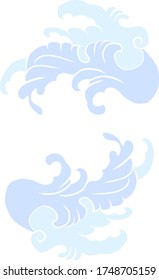 Japanese clouds vector illustration set for tattoo or background design.chinese clouds vector.wave and clouds for doodle art.