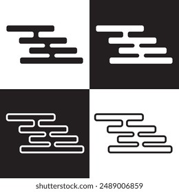 Japanese clouds vector isolated elements. Oriental style geometry simple pattern. isolated on white and black background. vector . EPS 10