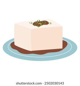 Japanese cold tofu salad illustration