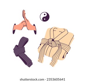 Japanese collection with karate for concept design. Flat vector isolated vector illustration