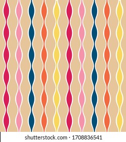 Japanese Coloful Loop Line Vector Seamless Pattern