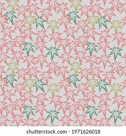 Japanese Colorful Autumn Leaf Vector Seamless Pattern