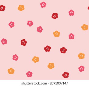 Japanese Colorful Cute Cherry Blossom Vector Seamless Pattern