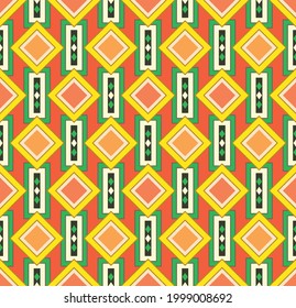 Japanese Colorful Diamond Motif Vector Seamless Pattern