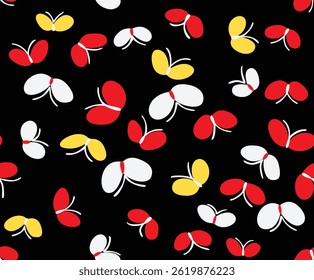 Japanese Colorful Flying Butterfly Vector Seamless Pattern