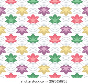 Patrón transparente de vectores de hoja de arce colorido japonés