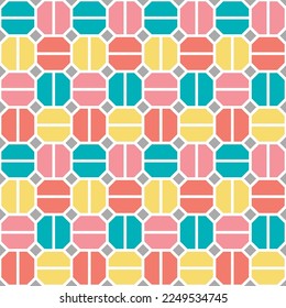 Japanese Colorful Octagon Vector Seamless Pattern