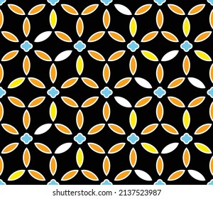 Japanese Colorful Star Petal Vector Seamless Pattern