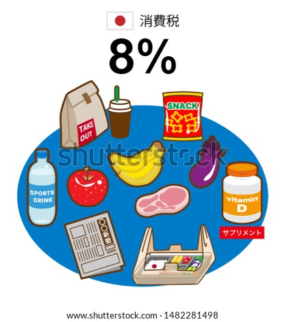 Japanese consumption tax rates ,8% icon set -Japanese word means 