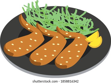 Japanese cooking chicken wings illustration
