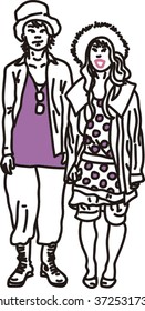 Japanese Couple of Fashion Teenagers