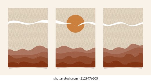 Japanese cover and background pack with wave pattern
