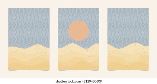Cubierta japonesa y fondo con patrón de onda