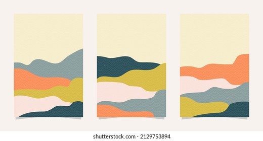 Japanese cover and background pack with wave pattern