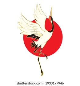 Japanese crane bird isolate on a white background. Vector graphics.