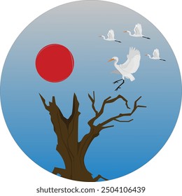 Japanese crane character vector. Animals that are sacred to Asian people