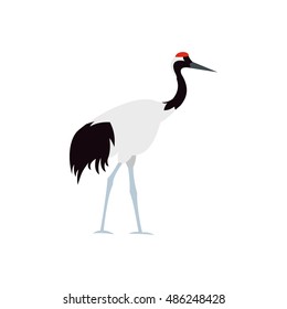 Japanese crane icon in flat style on a white background vector illustration