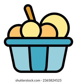 Japanese croquette icon outline vector. Dutch potato. Tempura meat color flat