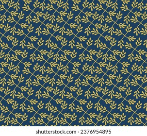 Japanese Cross Leaf Branch Motif Vector Seamless Pattern