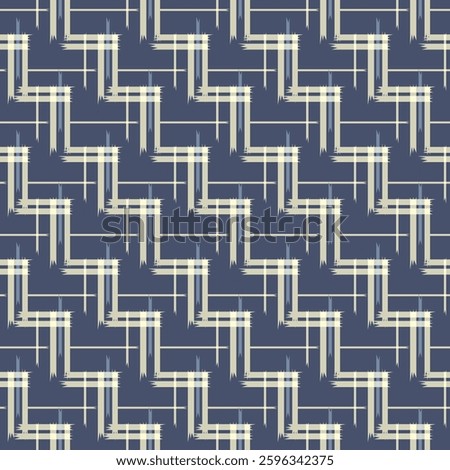 Japanese Cross Line Zigzag Vector Seamless Pattern
