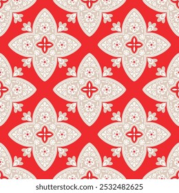 Japanese Cross Petal Flower Vector Seamless Pattern