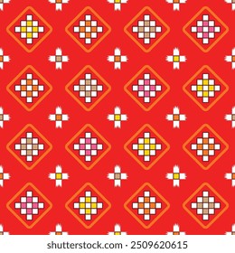 Japanese Cross Shape Diamond Vector Seamless Pattern