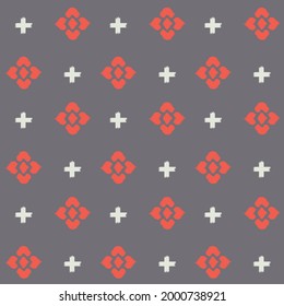 Japanese Cross Shape Flower Vector Seamless Pattern