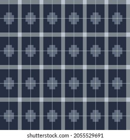 Japanese Cross Shape Plaid Vector Seamless Pattern