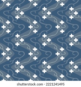 Japanese Cross Shape Zigzag Vector Seamless Pattern