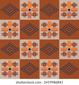 . Japanese Cross Weave Checkered Vector Seamless Pattern
