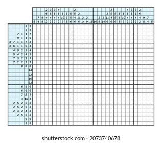 Japanisches Kreuzworträtsel. Kinder und erwachsenes mathematisches Mosaik. Nonogramm. Logikpuzzle-Spiel. Digitaler Rebus. Vektorgrafik