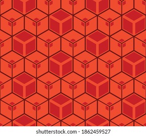 Japanische Cube Honeycomb-Vektorgrafik Nahtloses Muster
