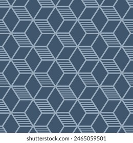 Japanese Cube Line Net Vector Seamless Pattern