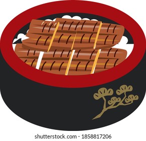 Japanese cuisine eel hitsumabushi illustration
