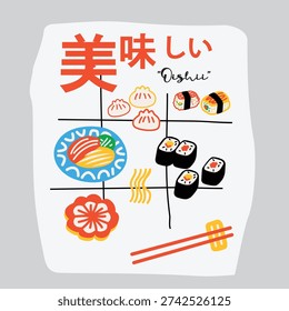 Japanese Cuisine Elements Collection vector