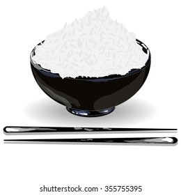 Japanese Cuisine, Illustration of Rice Donburi/Bowl/Cup Isolated