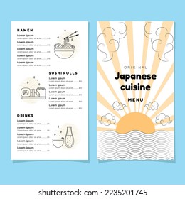  Japanese cuisine menu, Minimalist restaurant menu, modern Japanese restaurant menu, Japanese menu