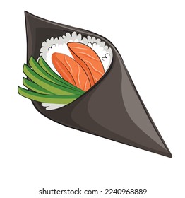 japanese cuisine, set of asian food. for restaurant menus and posters. delivery sites vector flat illustration isolated on white background. sushi rolls onigiri soy sauce set. stock picture