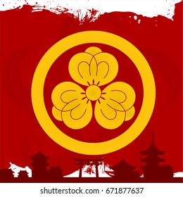 Japanese cultural ornaments. National vector ornaments of Japan