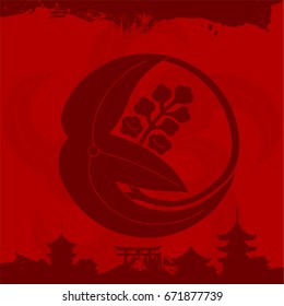 Japanese cultural ornaments. National vector ornaments of Japan