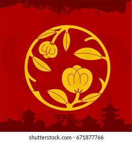 Japanese cultural ornaments. National vector ornaments of Japan